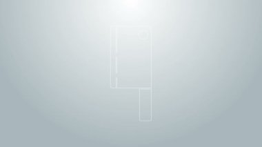 Mavi çizgi Et Helikopteri simgesi gri arkaplanda izole edildi. Et için mutfak bıçağı. Kasap bıçağı. Mutlu Cadılar Bayramı Partisi. 4K Video hareketli grafik canlandırması