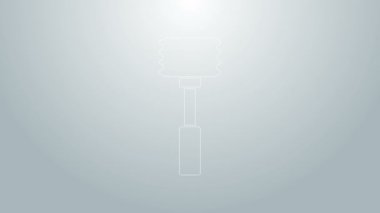 Mavi çizgi Mutfak Çekiç ikonu gri arka planda izole edildi. Et çekici. 4K Video hareketli grafik canlandırması