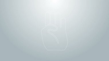 Mavi çizgi Hint sembolü el resmi gri arkaplanda izole edilmiş. 4K Video hareketli grafik canlandırması