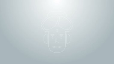 Gri arkaplanda izole edilmiş mavi çizgili Hint adam portresi. Hindu erkekleri. 4K Video hareketli grafik canlandırması