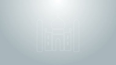 Agra, Indiaicon 'daki mavi hat Taj Mahal mozolesi gri arka planda izole edilmiş. 4K Video hareketli grafik canlandırması
