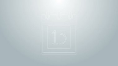 Mavi çizgi Mutlu Bağımsızlık Günü Hindistan simgesi gri arka planda izole edildi. 15 Ağustos için el ilanı tasarımı. 4K Video hareketli grafik canlandırması