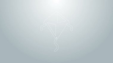 Mavi çizgi Kite simgesi gri arkaplanda izole edildi. 4K Video hareketli grafik canlandırması