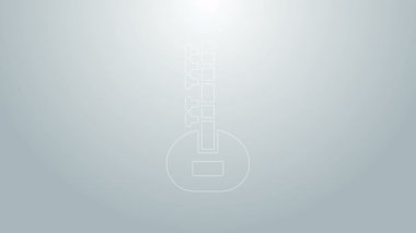 Mavi çizgi Sitar klasik müzik aleti simgesi gri arkaplanda izole edildi. 4K Video hareketli grafik canlandırması