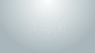 Mavi çizgi Tavuk tikka masala simgesi gri arkaplanda izole edildi. Geleneksel Hint yemekleri. 4K Video hareketli grafik canlandırması