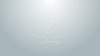 Gri arkaplanda kahve çekirdeği ikonu olan mavi çizgi konumu. 4K Video hareketli grafik canlandırması