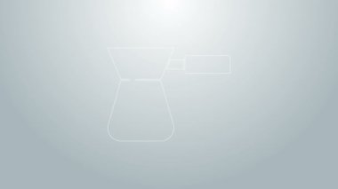 Mavi çizgi Kahve Türk simgesi gri arka planda izole edildi. 4K Video hareketli grafik canlandırması