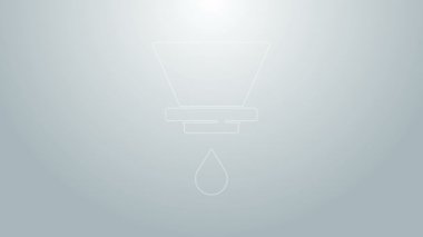 Mavi çizgi V60 kahve makinesi simgesi gri arkaplanda izole edildi. 4K Video hareketli grafik canlandırması