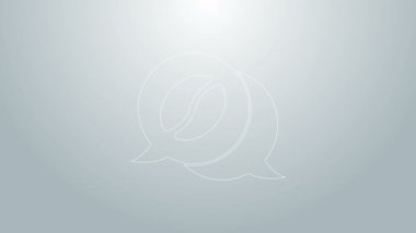 Mavi çizgi kahve ve sohbet ikonu gri arka planda izole edilmiş. Kahve sohbeti. Konuşma baloncukları sohbet ediyor. 4K Video hareketli grafik canlandırması