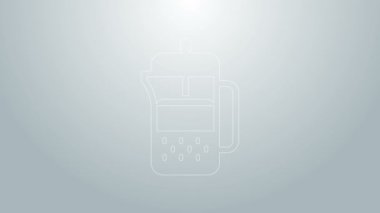 Mavi çizgi Fransız basın simgesi gri arkaplanda izole edildi. 4K Video hareketli grafik canlandırması