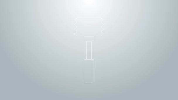 Modrá čára Kuchyně kladivo ikona izolované na šedém pozadí. Masové kladivo. Grafická animace pohybu videa 4K — Stock video