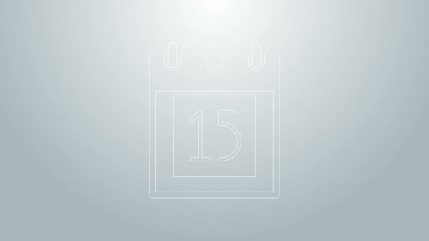 青い線ハッピー・インデペンデンス・デイ灰色の背景に孤立したインドのアイコン。8月15日のフライヤーデザイン。4Kビデオモーショングラフィックアニメーション — ストック動画