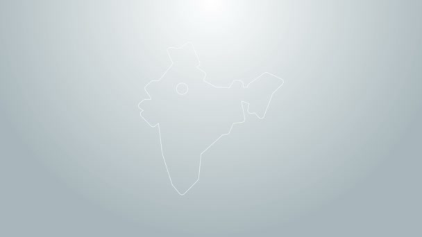 Icono de mapa de línea azul India aislado sobre fondo gris. Animación gráfica de vídeo 4K — Vídeo de stock