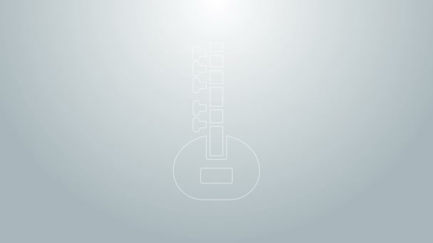 Blå linje Sitar klassisk musik instrument ikon isolerad på grå bakgrund. 4K Video motion grafisk animation — Stockvideo