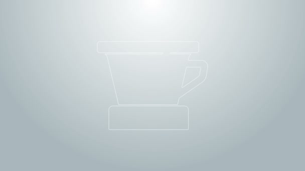 Blaue Linie V60 Kaffeemaschine Symbol isoliert auf grauem Hintergrund. 4K Video Motion Grafik Animation — Stockvideo