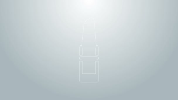 Modrá čára Rtěnka ikona izolované na šedém pozadí. Grafická animace pohybu videa 4K — Stock video