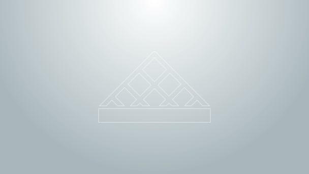 Niebieska linia Luwr szklana ikona piramidy izolowane na szarym tle. Muzeum Luwru. 4K Animacja graficzna ruchu wideo — Wideo stockowe