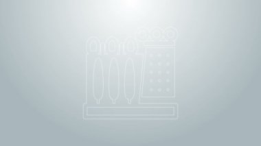İspanya 'nın Figueres kentindeki Salvador Dali Müzesi' nin mavi hattı gri arka planda izole edildi. 4K Video hareketli grafik canlandırması