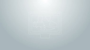 Mavi çizgi Resim Resim simgesi gri arkaplanda izole edildi. 4K Video hareketli grafik canlandırması