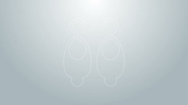 Mavi çizgili küpe ikonu gri arkaplanda izole edilmiş. Mücevher aksesuarları. 4K Video hareketli grafik canlandırması