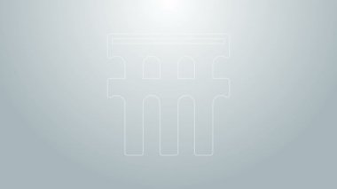 İspanya 'nın gri arkaplanda izole edilmiş ikonu Segovia' nın mavi çizgi su kemeri. Roma su kemeri binası. İspanya 'nın ulusal sembolü. 4K Video hareketli grafik canlandırması