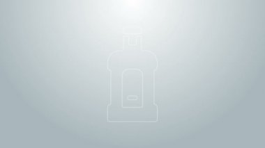 Mavi çizgi Orujo simgesi gri arkaplanda izole edildi. 4K Video hareketli grafik canlandırması