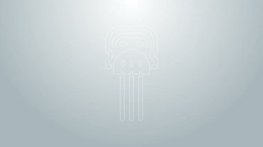 Mavi çizgi Flamenko kadın aksesuar ikonu gri arka planda izole edildi. Peineta. İspanyol tarağı. 4K Video hareketli grafik canlandırması