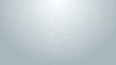 Mavi çizgi Poppy çiçek ikonu gri arkaplanda izole edildi. 4K Video hareketli grafik canlandırması