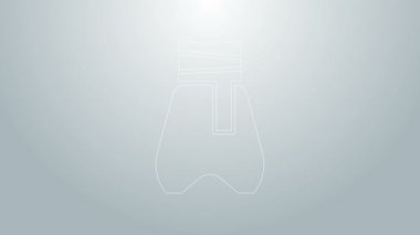 Mavi çizgili Kazak pantolonu ve gri arka planda izole edilmiş bir kemer simgesi. Kazak donu. 4K Video hareketli grafik canlandırması