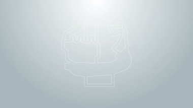 Kiev ikonunun kurucuları için mavi çizgi anıtı gri arka planda izole edildi. Kyi, Shchek, Horyv ve Lybid 'in heykeli. 4K Video hareketli grafik canlandırması