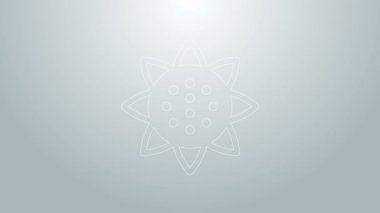 Mavi çizgi Ayçiçeği simgesi gri arkaplanda izole edildi. 4K Video hareketli grafik canlandırması