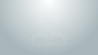 Mavi çizgi Ukrayna Kazak simgesi gri arka planda izole edildi. 4K Video hareketli grafik canlandırması