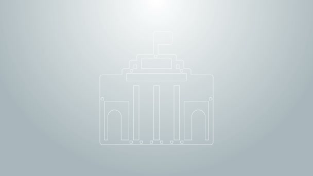 Linea blu icona del Museo del Prado isolata su sfondo grigio. Madrid, Spagna. Animazione grafica 4K Video motion — Video Stock
