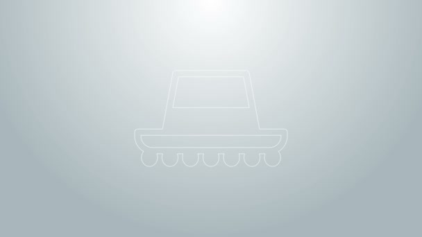 Línea azul Icono tradicional del sombrero español aislado sobre fondo gris. Animación gráfica de vídeo 4K — Vídeos de Stock