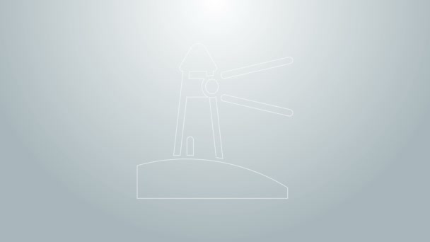 Pictograma Blue line Lighthouse izolată pe fundal gri. 4K Animație grafică în mișcare video — Videoclip de stoc