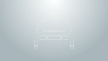 Mavi çizgi ekmek ve tuz, gri arka planda izole edilmiş havlu ikonu. Ulusal yemek somunu. Geleneksel Ukrayna düğün ekmeği. 4K Video hareketli grafik canlandırması