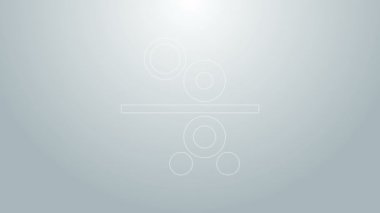 Gri arkaplanda izole edilmiş matbaa simgesinin mavi çizgi kağıt rulosu. 4K Video hareketli grafik canlandırması