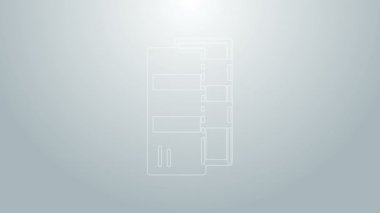 Mavi çizgi Pantone palet kitap örneği boya ikonu gri arkaplanda izole edilmiş. Gökkuşağı pantonlu boya masası. 4K Video hareketli grafik canlandırması