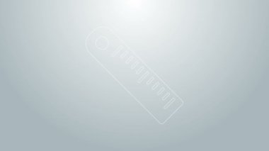 Mavi çizgi cetvel simgesi gri arkaplanda izole edildi. Düz sembol. 4K Video hareketli grafik canlandırması
