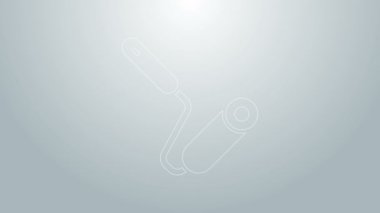 Mavi çizgi boya fırçası ikonu gri arkaplanda izole edildi. 4K Video hareketli grafik canlandırması