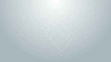 Mavi çizgi boya fırçası simgesi gri arkaplanda izole edildi. 4K Video hareketli grafik canlandırması