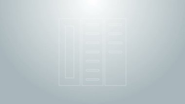 Gri arkaplanda mavi çizgi Broşür şablon ikonu izole edildi. Şirket yıllık raporu, katalog, dergi, broşür modeli. 4K Video hareketli grafik canlandırması