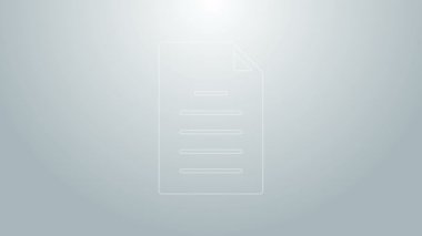 Mavi çizgi Dosya belgesi simgesi gri arkaplanda izole edildi. Kontrol listesi simgesi. İş konsepti. 4K Video hareketli grafik canlandırması