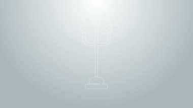 Mavi çizgi ceket standı simgesi gri arkaplanda izole edildi. 4K Video hareketli grafik canlandırması