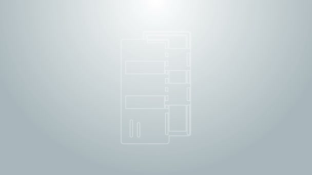 Blå linje Pantone palett bok swatch färg ikon isolerad på grå bakgrund. Rainbow pantone färgbord. 4K Video motion grafisk animation — Stockvideo