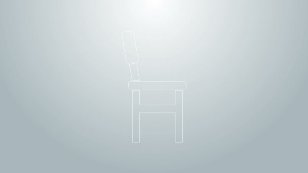 Blue line Chair icon isolated on grey background. 4K Video motion graphic animation — Stock Video