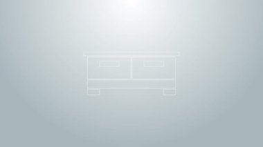 Mavi çizgili çekmece simgesi gri arkaplanda izole edildi. 4K Video hareketli grafik canlandırması