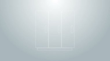 Mavi çizgi Gardırop simgesi gri arka planda izole edildi. 4K Video hareketli grafik canlandırması