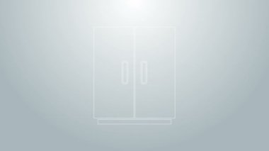 Mavi çizgi Gardırop simgesi gri arka planda izole edildi. 4K Video hareketli grafik canlandırması