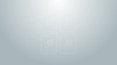 Mavi çizgi Müzik dosya simgesi gri arkaplanda izole edildi. Dijital ses riff dosyaları için dalga biçimi ses dosyası biçimi. 4K Video hareketli grafik canlandırması